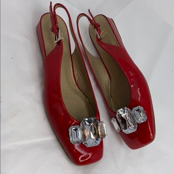 Stuart Weitzman Sz 6.5 Red Patent Leather Flats - Picture 3 of 12